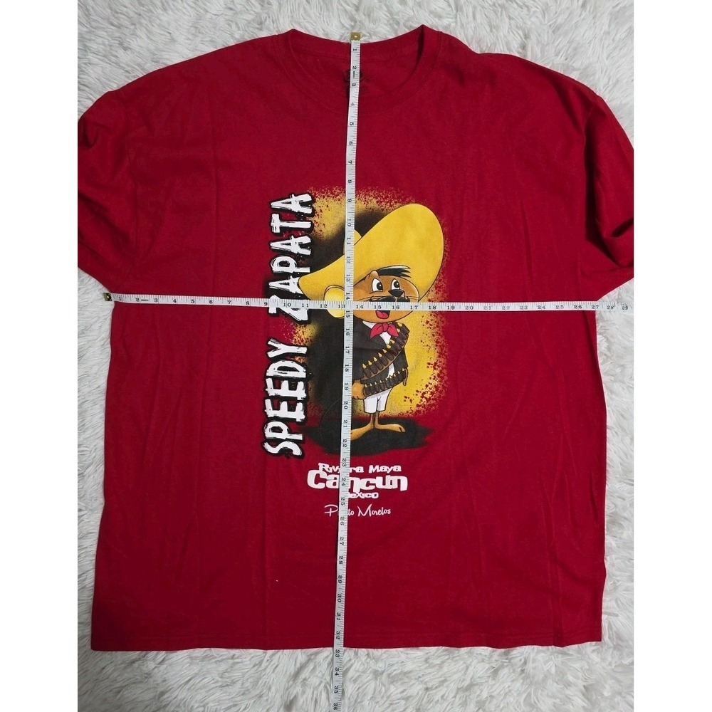 Red Speedy Zapata Cancun Mexico Shirt Travel 2XL Speedy Gonzales Cartoon Replica - Picture 3 of 5